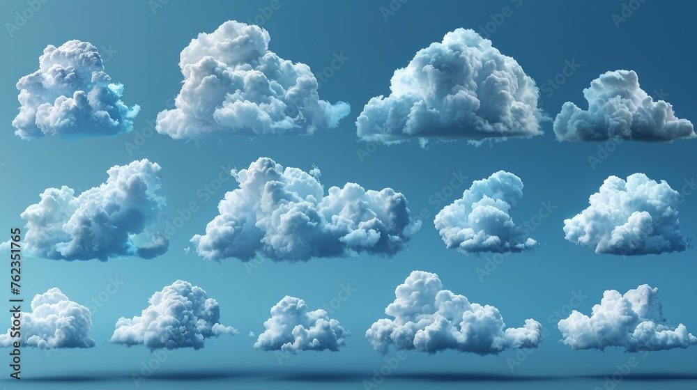 Aufkleber Clouds set with different transparency. Modern illustration in EPS format.