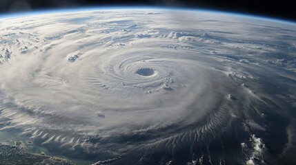 Fototapeta na wymiar Photorealistic ai artwork of a satellite photo of a hurricane, cyclone or typhoon as seen from space. Generative ai.