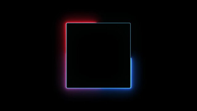 Abstract beautiful red blue Neon frame background in retro style, 4k animation video.