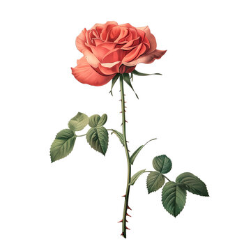 Isolated illustration of red rose flower