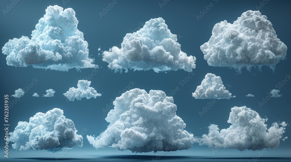Aufkleber a set of realistic and transparent clouds. modern illustration.