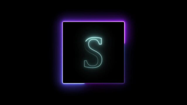 Abstract Neon letter S animation, On black background