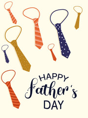 Father's Day poster with multicolor neckties. The poster is great for cards, brochures, flyers, and advertising poster templates. It is a vector illustration.	