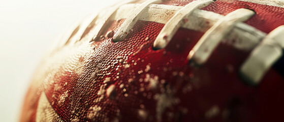 Close up of Rugby ball with grunge dirty texture Professional sport banner. Generative ai