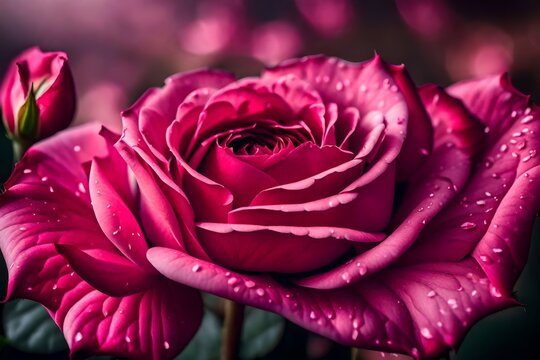 A soft and romantic image of a pink rose with its gently falling petals, captured in breathtaking