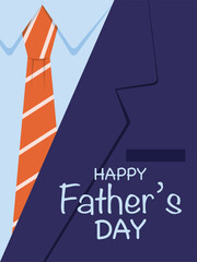 Realistic Father's Day illustration with blue suit and red tie in line.
