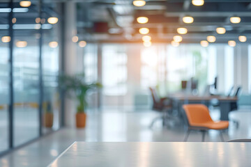 Fototapeta premium Blurred background of a light modern office interior
