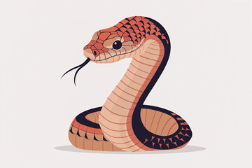 Fototapeta premium Coiled Cartoon Cobra Illustration