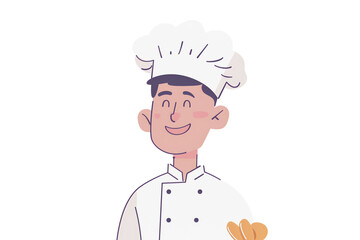 Young Chef Cartoon Holding Bread