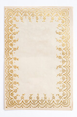 Vintage Greeting Card with Elegant Floral Embellished Golden Border