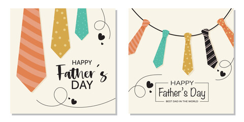Set of Father's Day posters or banner templates with multicolor neckties.