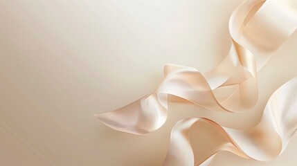 Beige background, delicate ribbons of floating mareria.