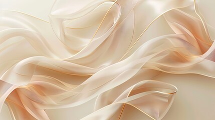 Beige background, delicate ribbons of floating mareria.