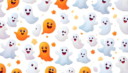 Fototapeta premium A stickers with cute cartoons on a white background