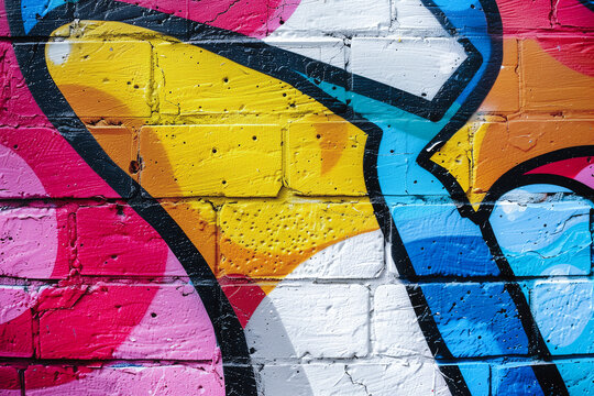 Abstract Graffiti Art on Brick Wall