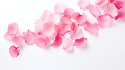 Pink soft flower petals on isolated background