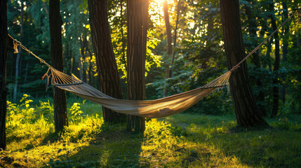 Hammock for a cozy rest in the shade of trees