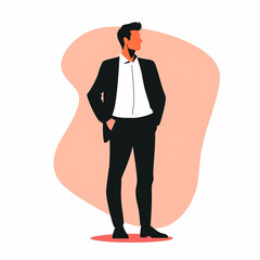 illustration of successful men, handsome rich boss or executive manager dressed in a business suit, isolated flat vector modern business illustration, full of success and motivation