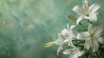 Embrace the spirit of Easter with 'Serene Easter Whisper', a delicate vector background designed in soft pastels, featuring Easter Lilies in the corner.