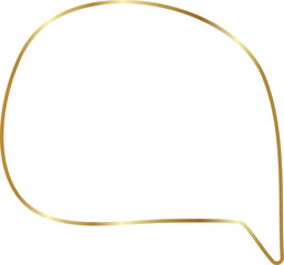 Speech bubble outlined glossy gold style