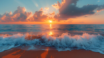 golden sunset and sea landscape.