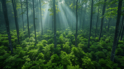 forest - fresh leaves and sun rays.