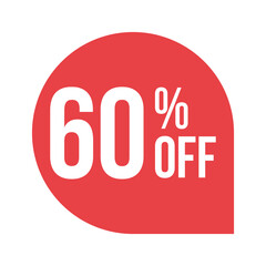 red 60 percent discount label on white background