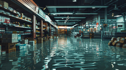 Flooded supermarket