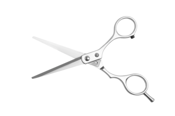 Professional scissors for cutting hair on a blank background