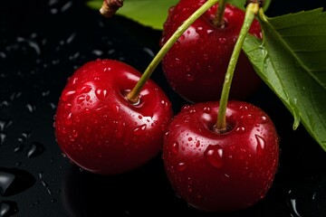 Vibrant Ripe cherry. Sweet dessert food. Generate Ai