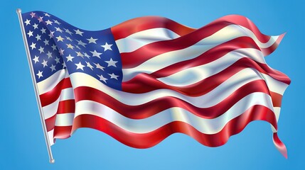 Fototapeta premium Spectacular Happy Labor Day greeting card with waving american national flag, United States