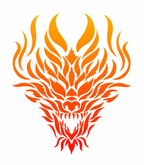 Illustration vector graphics of tribal art abstract design face of fire dragon head
