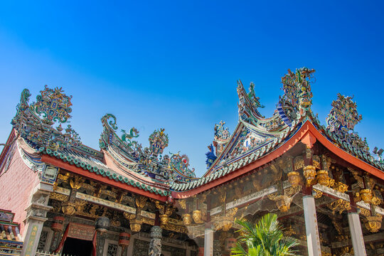 Penang Malaysia 15th mar 2024: The Leong San Tong Khoo Kongsi  is the largest Hokkien clanhouse in Malaysia with elaborate and highly ornamented architecture.