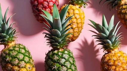 6 Pineapples On A Light Purple Background Wallpaper