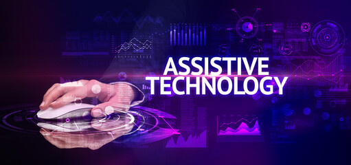 hand holding wireless peripheral, modern technology concept