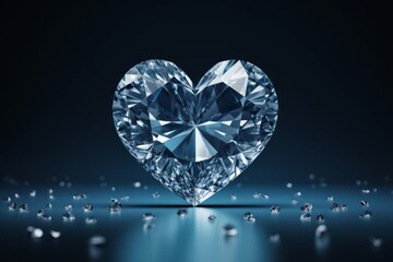 Heart-shaped diamond isolated on dark background. Heart shaped gemstone. - obrazy, fototapety, plakaty
