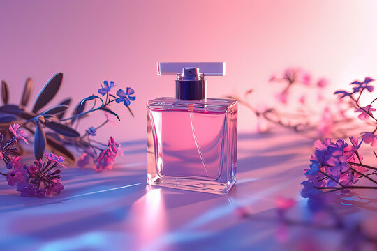 Perfume advertisement. AI technology generated image