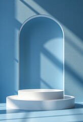 Stage with sky blue background