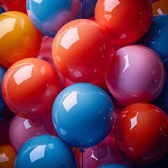 Vibrant birthday balloons, hyper-realistic commercial celebration background