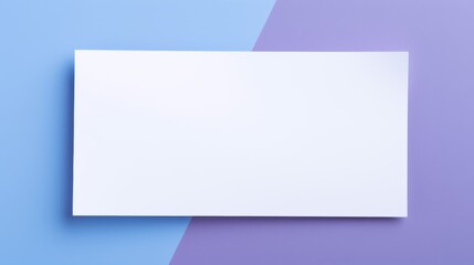 Fototapeta premium Blank white card on a blue and purple background. Blank business card on violet background