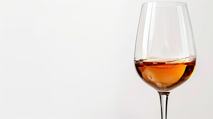 Tasty aromatic wine in glass on white background, closeup. Space for text.