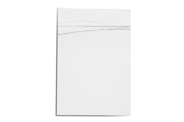 Notepad with torn sheet on empty background