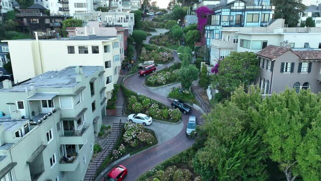 Aerial video of lombard street San Francisco