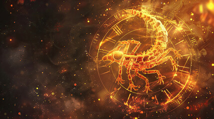 Twelve zodiacs concept. Horoscope Scorpius zodiac sign. - obrazy, fototapety, plakaty