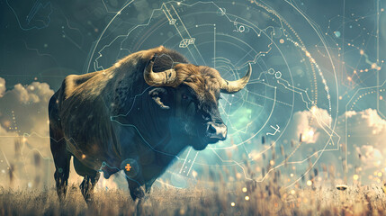 Twelve zodiacs concept. Horoscope Taurus zodiac sign.