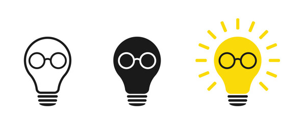 Set of light bulb icons with glasses, illustration