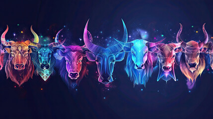 Twelve zodiacs concept. Horoscope Taurus zodiac sign. - obrazy, fototapety, plakaty