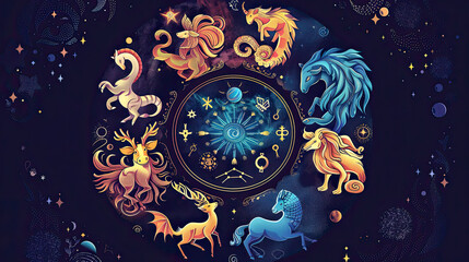 Twelve zodiacs concept. Horoscope Virgo zodiac sign.