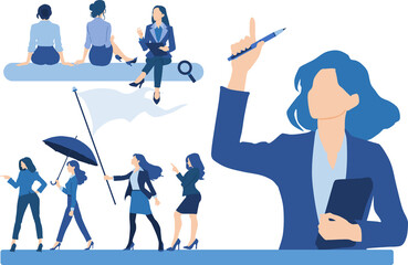 SEO分析をする女性たちのイラスト
