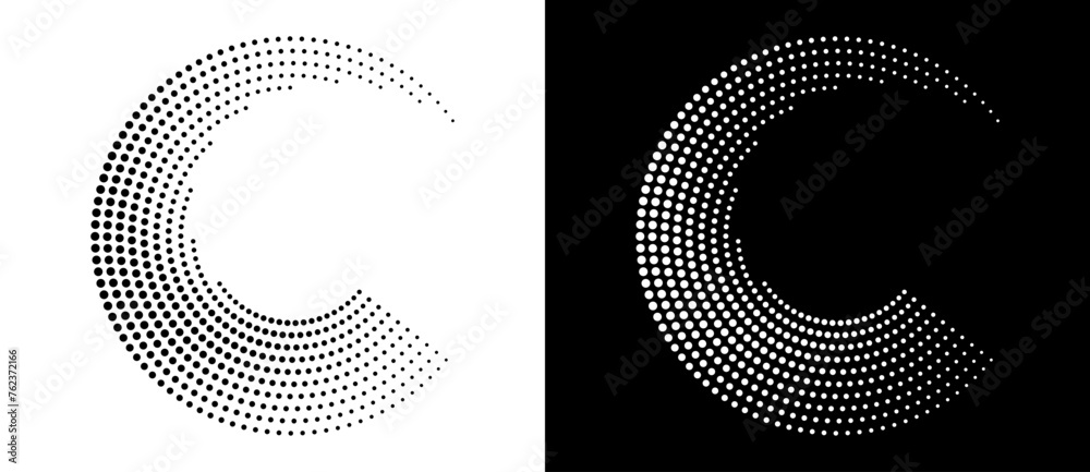 Fototapete modern abstract background. halftone dots in circle form. letter c like logo, icon or design element